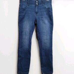 Nine West Tummy Control Slim Straight Leg Jeans Sz 8 x 30 Dark Wash Mid Rise